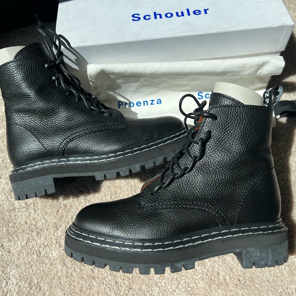 Proenza Schouler Lug Sole Boots in Grainy Leather- 37